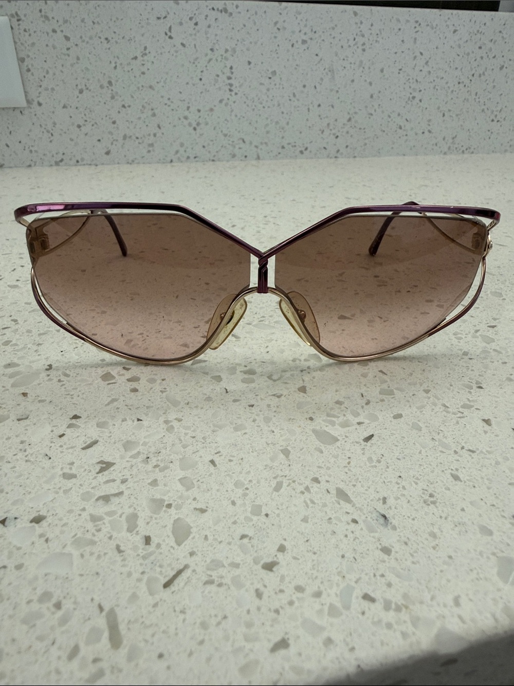 Christian Dior Vintage 2345 Oversized Geometric Visor Sunglasses Pink Tint